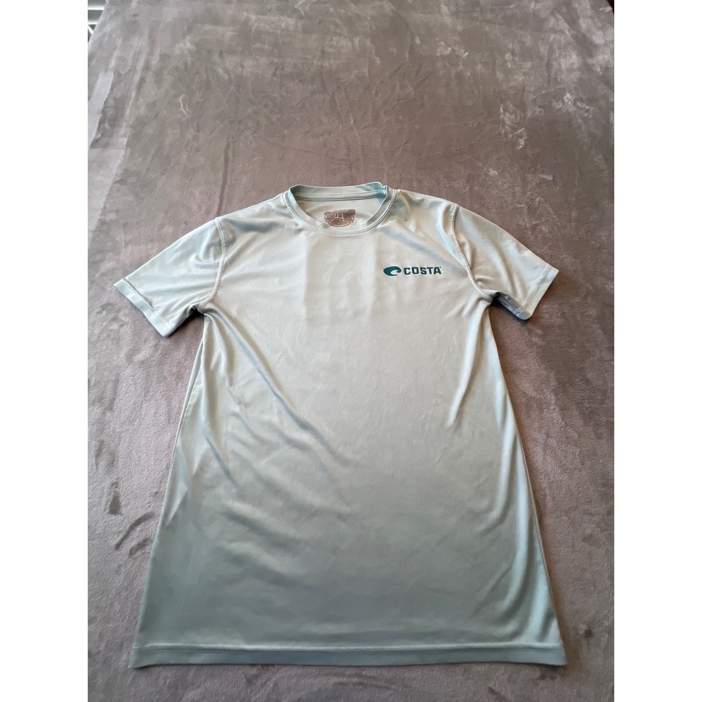 Costa T-Shirt Mens Small Blue Short Sleeve Mahi Mahi Graphic Performance Fishing